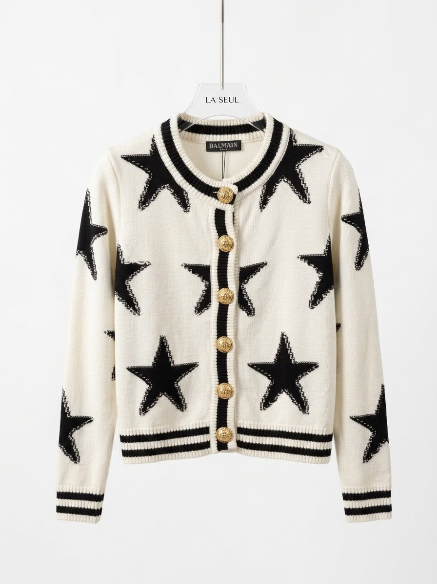 BALMAIN Star Motif Cardigan white - Image 2