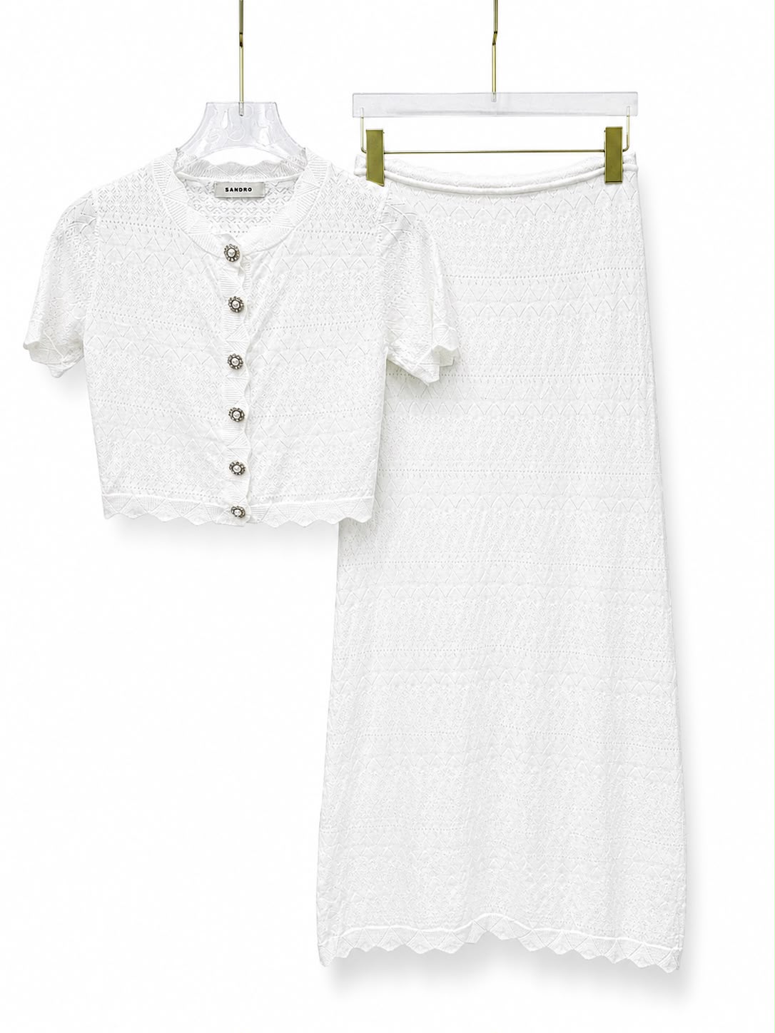 Set skirt white knit s/s cardigan - Image 2