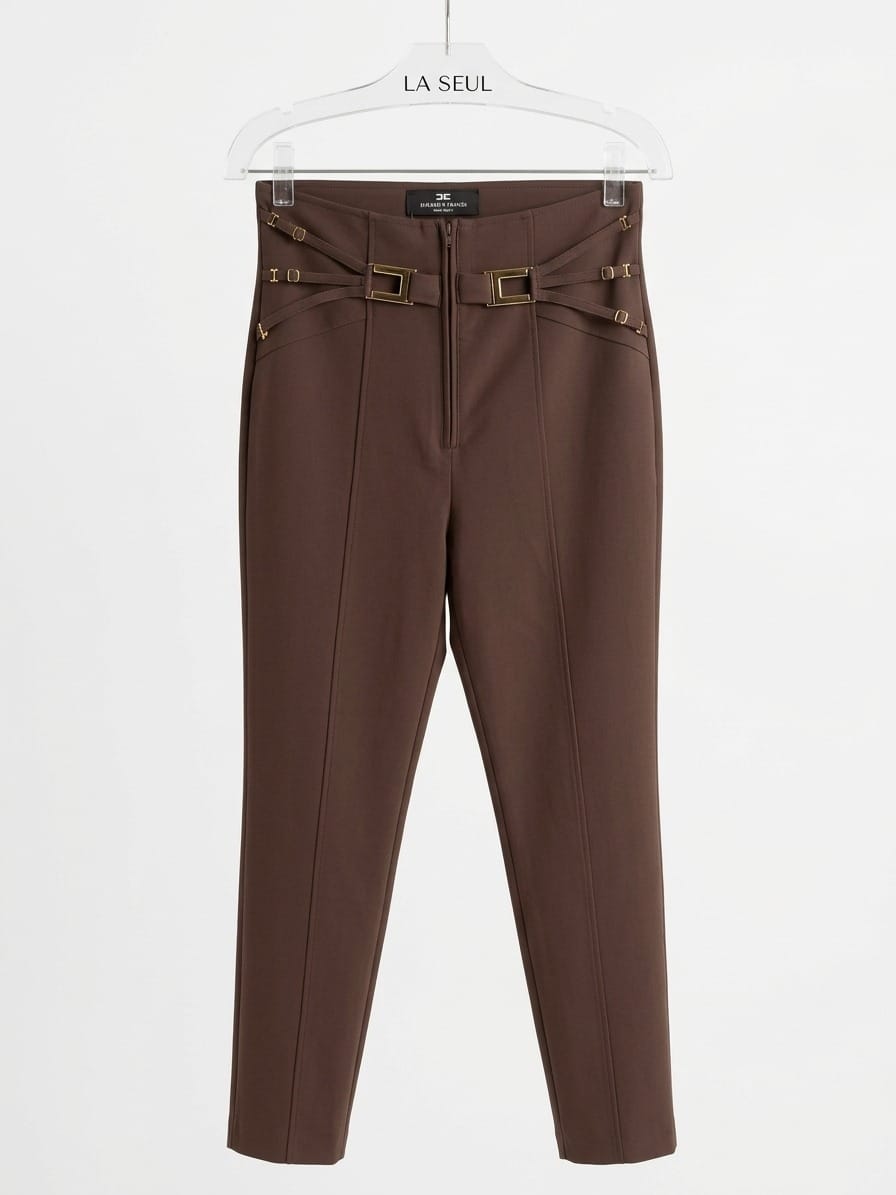 Pant brown with gold buckle - Image 1