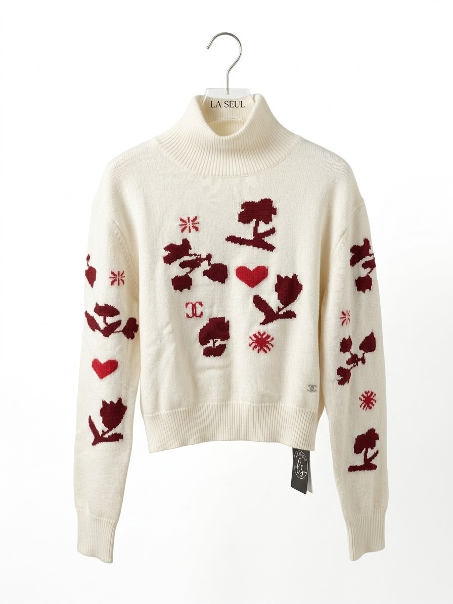 Chanel turtleneck with red print White - Image 1