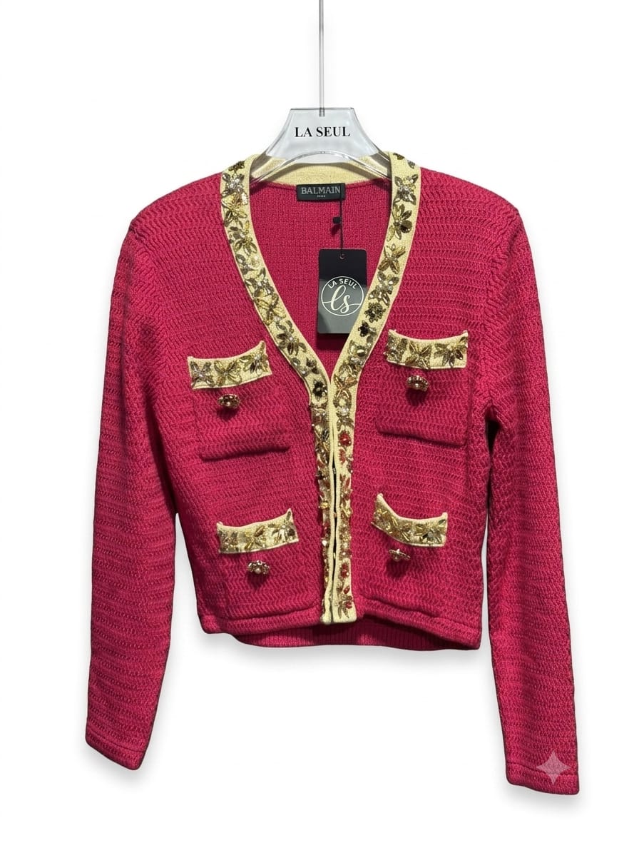Red suit with a red skirt balmain - Image 2