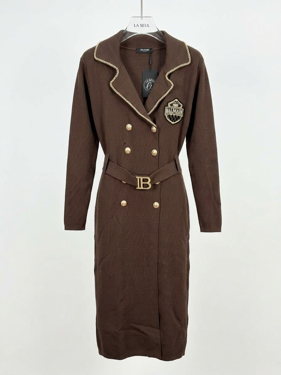 Long brown Balmain dress - Image 2