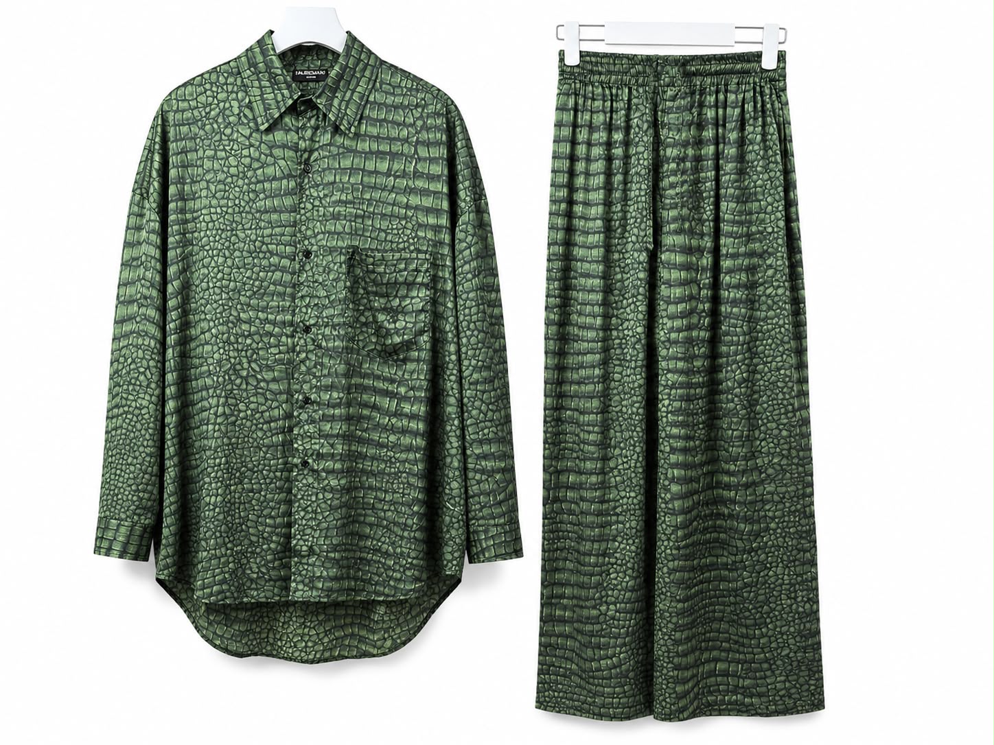 Set satin print green crocodile - Image 3
