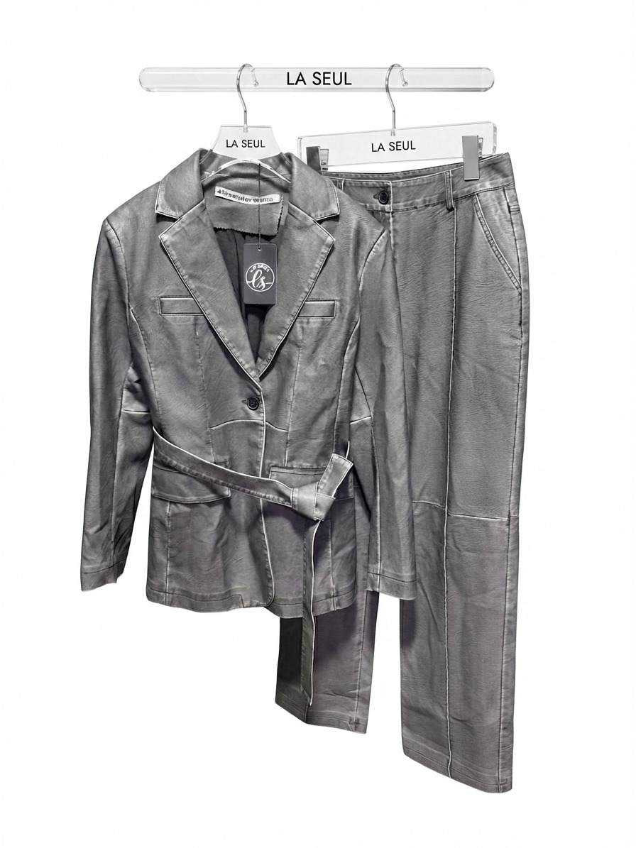Alexander Wang grey leather laser-cut suit - Image 4
