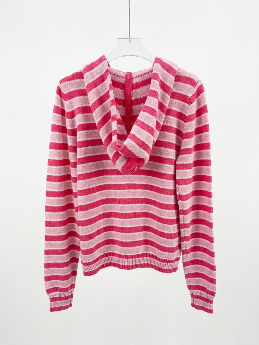 Cardigan kint pink strip long zip - Image 2