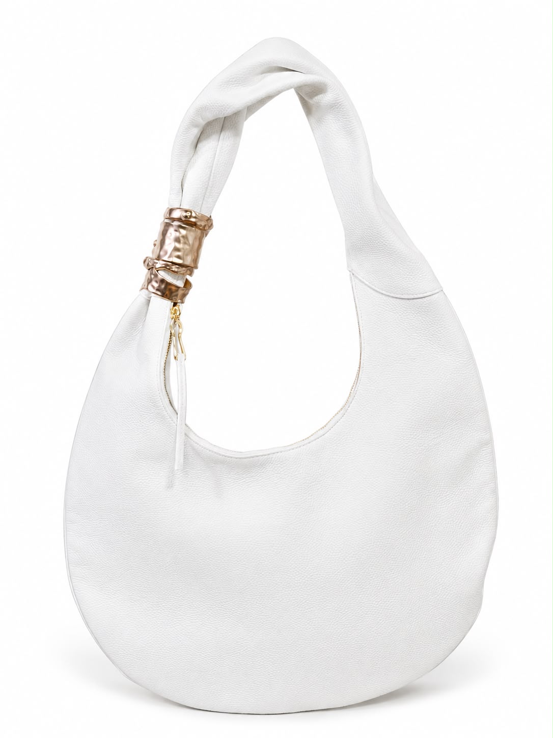 Hobo Bag white leather w/gold  schiaparelli - Image 2