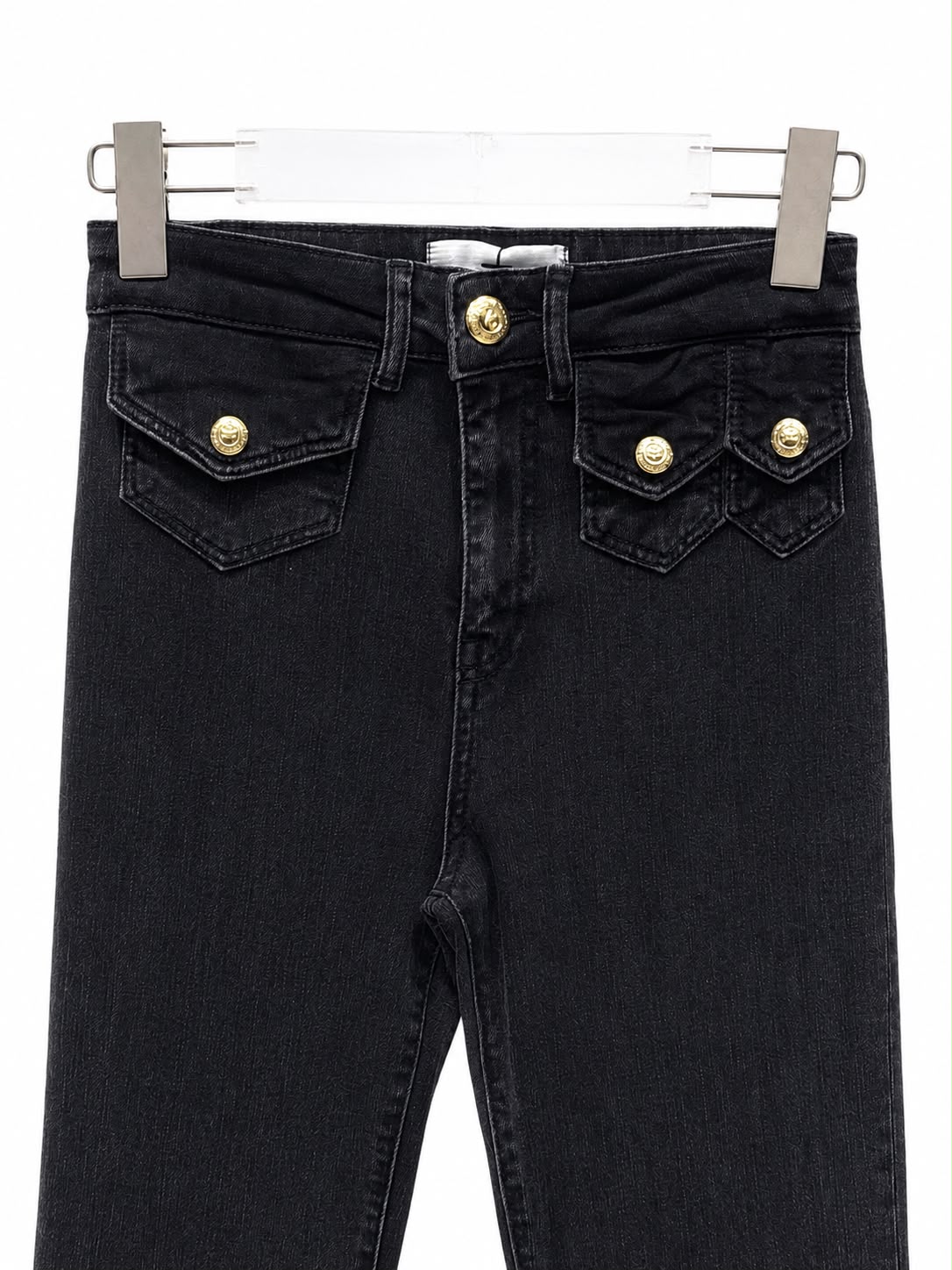 jeans dark grey gold button - Image 2