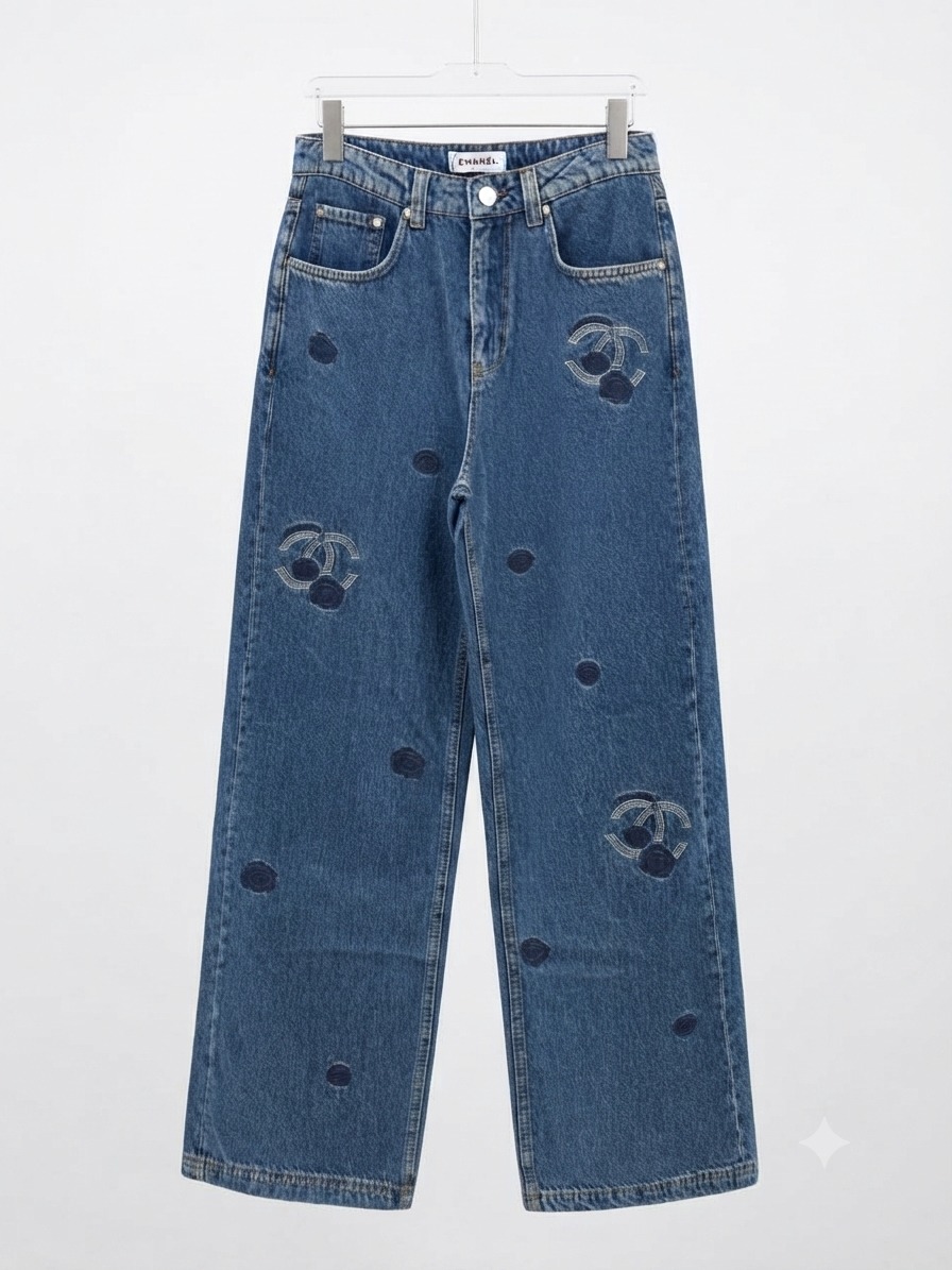 Jeans blue logo chanel flower - Image 1