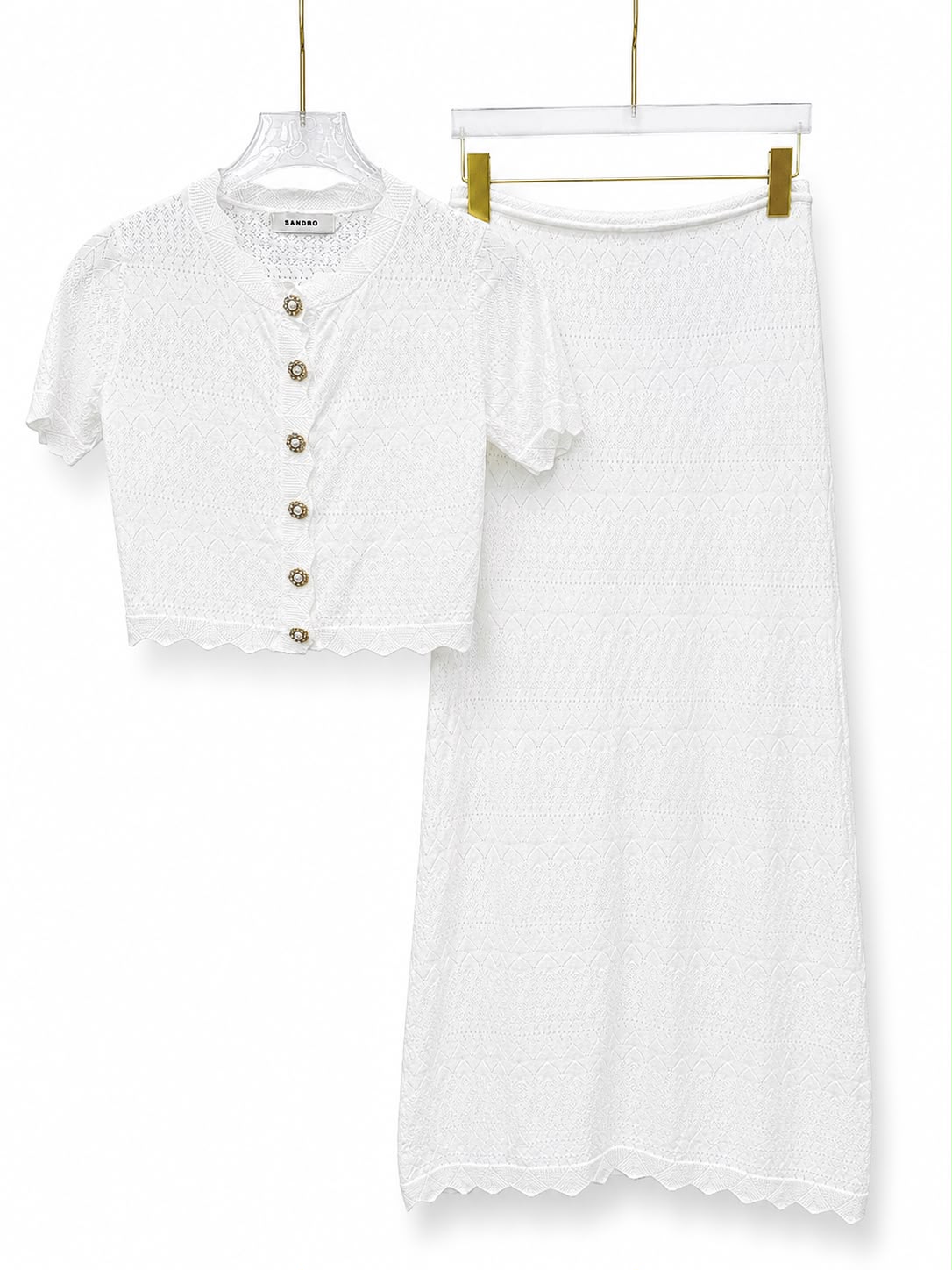 Set skirt white knit s/s cardigan - Image 3