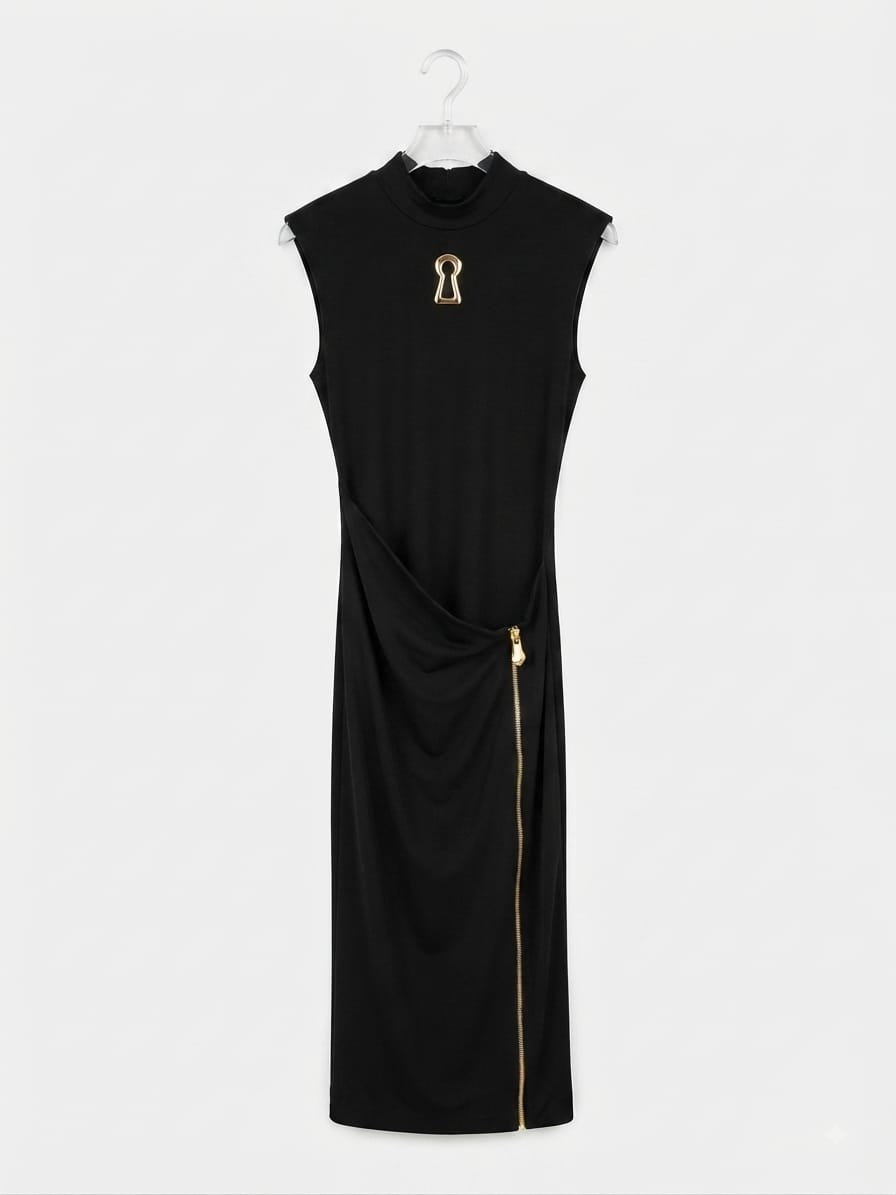 Dress Black sleeveless gold Kay - Image 1
