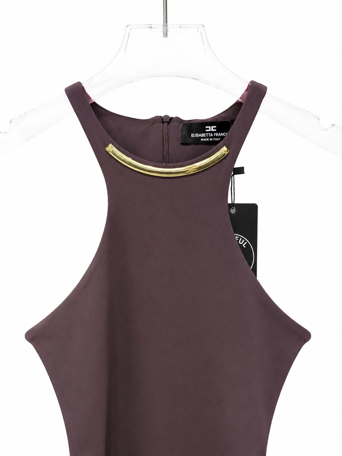 Dress Elisabett brown &gold metal neck - Image 2