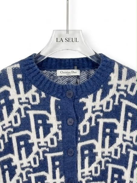 Christian Dior monogram knit cardigan Blue and white - Image 2