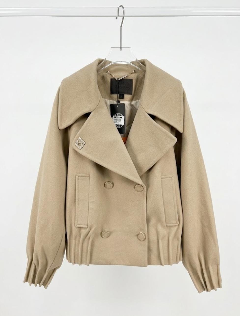 Jacket beige wool double breasted - Image 2