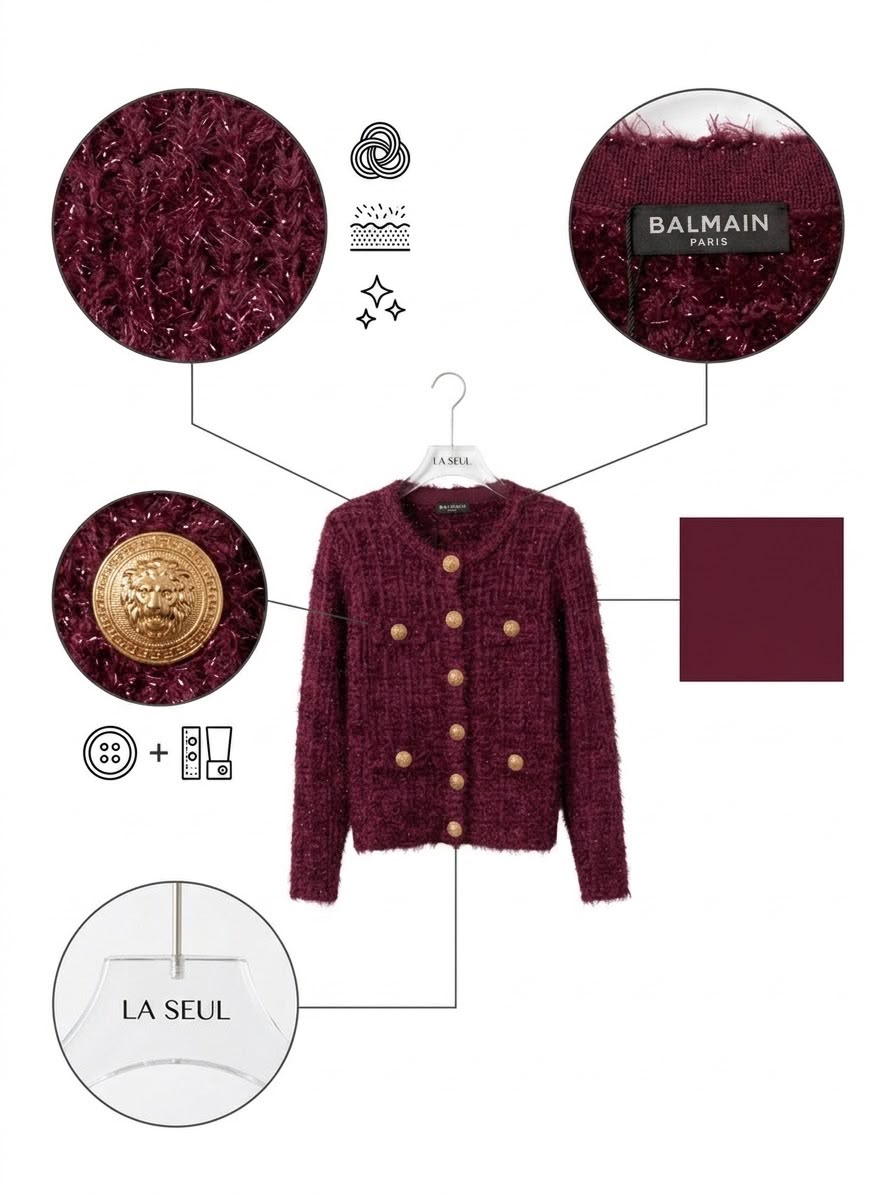 Balmain jacket Burgundy - Image 3