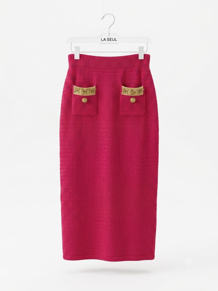 Red suit with a red skirt balmain - Image 3