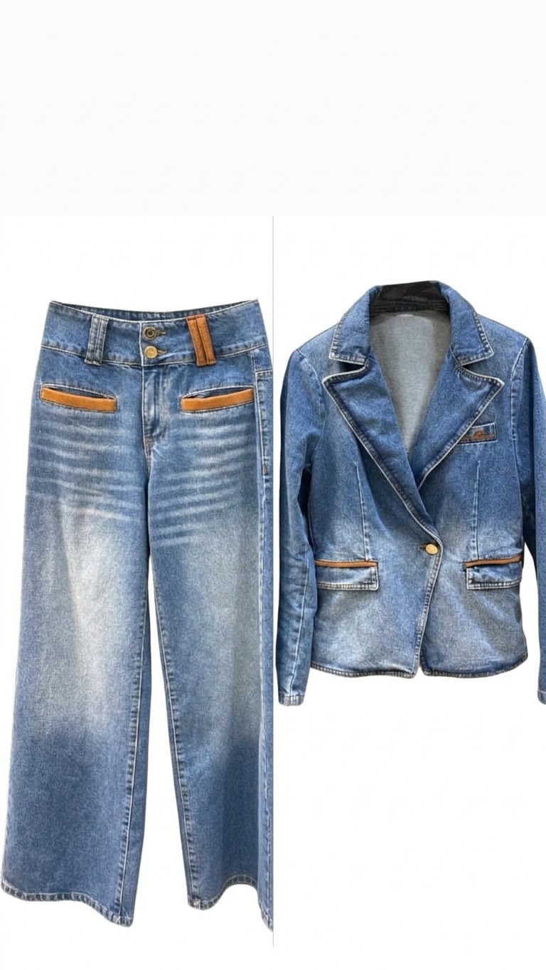 Suit jeans blazer wide leg - Image 2