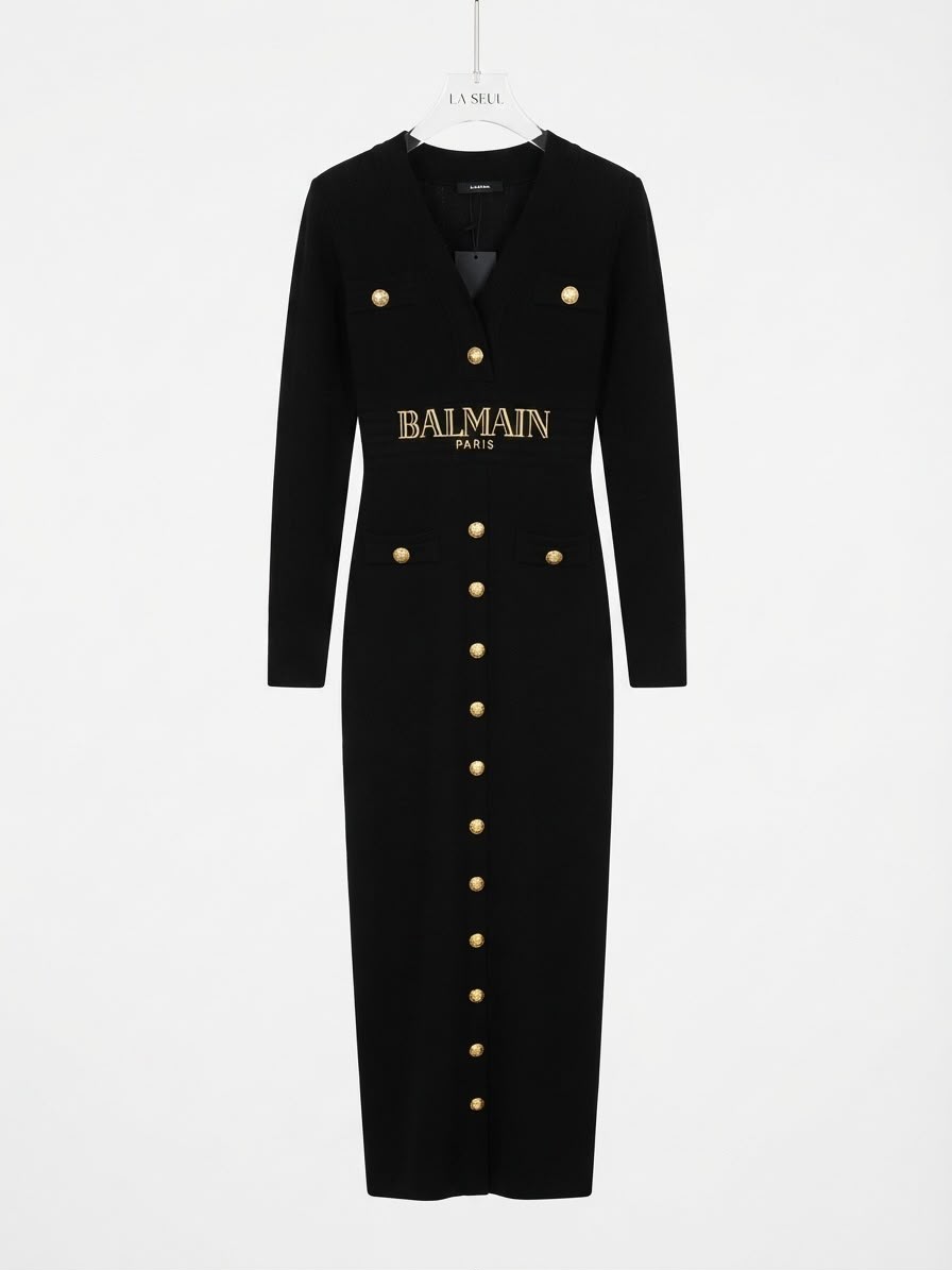 Balmain long black dress - Image 1