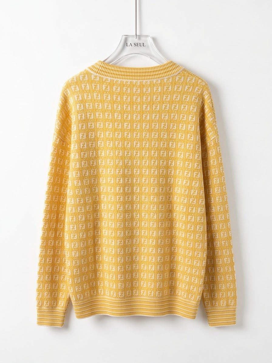 Fendi monogram knit cardigan Yellow and white - Image 2