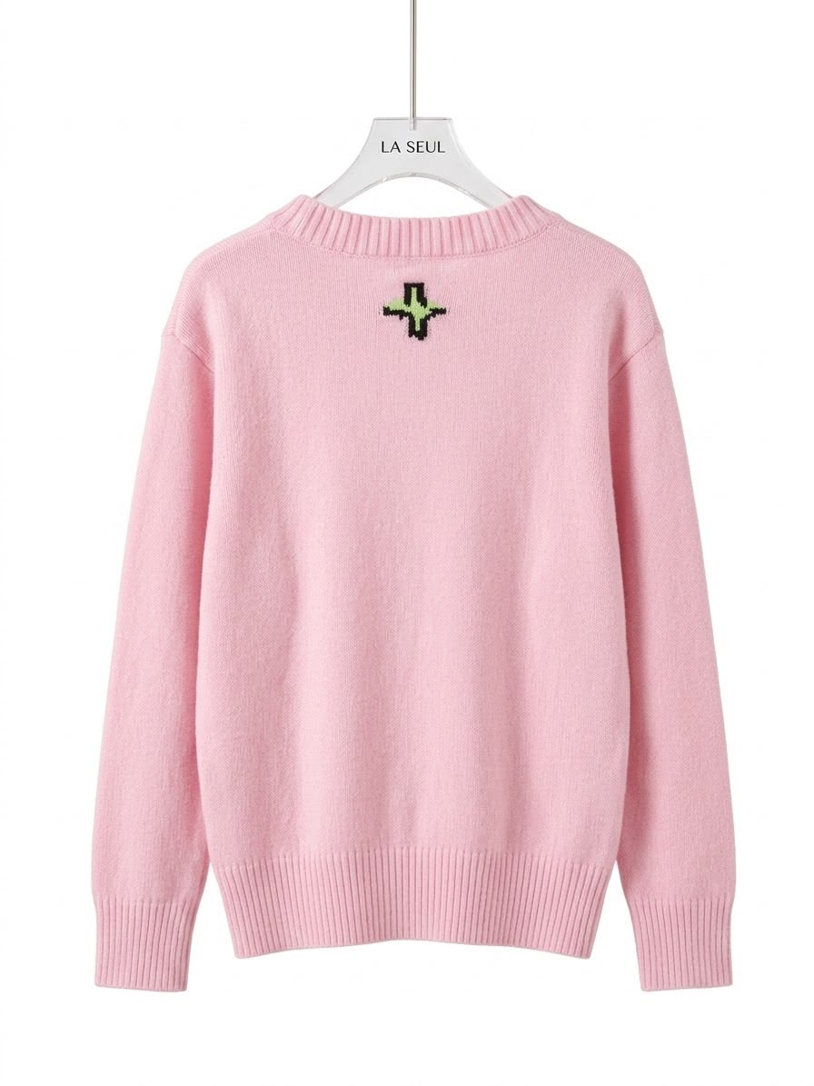 Christian Dior knit sweater Pink with large green vertical logo - Image 3