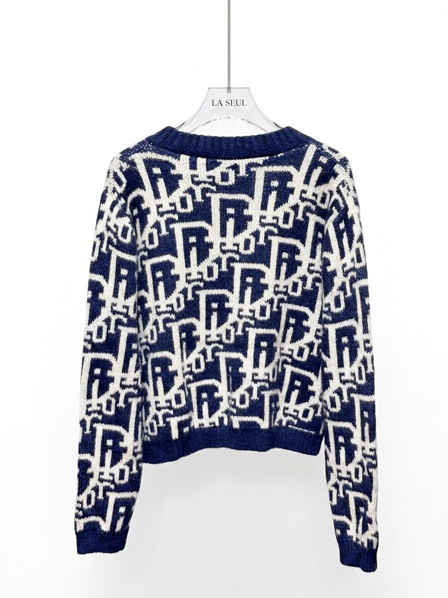 Christian Dior monogram knit cardigan Blue and white - Image 3