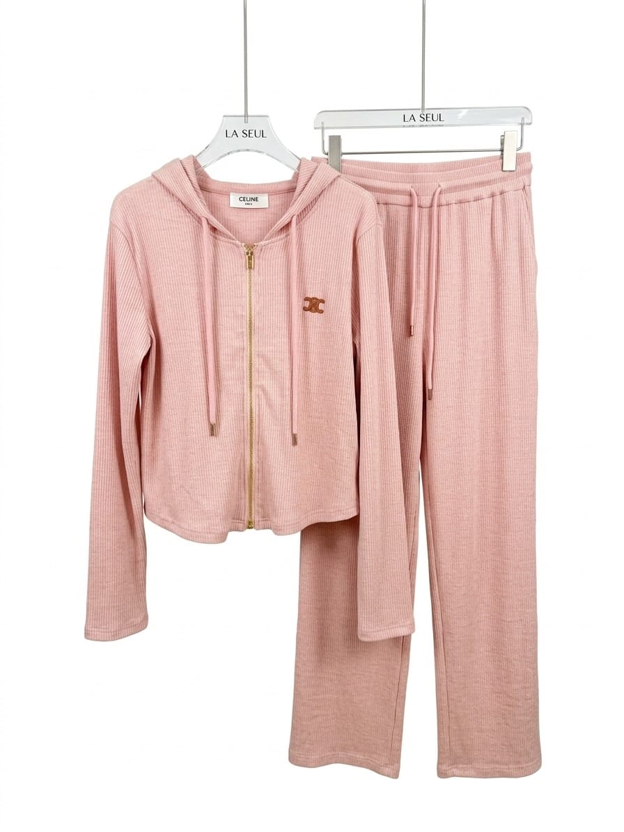 suit pink long zip