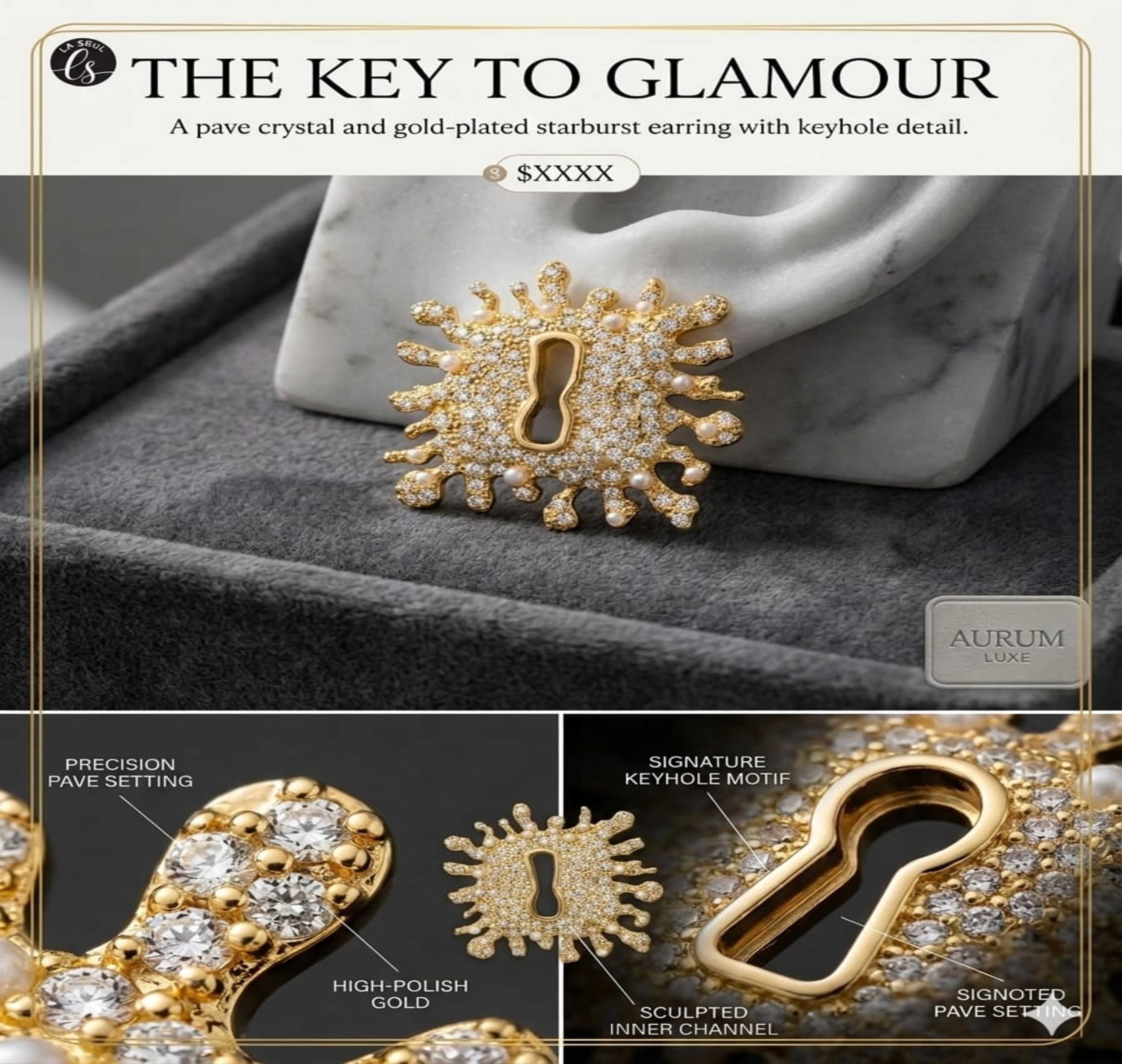full colden crystal Earring