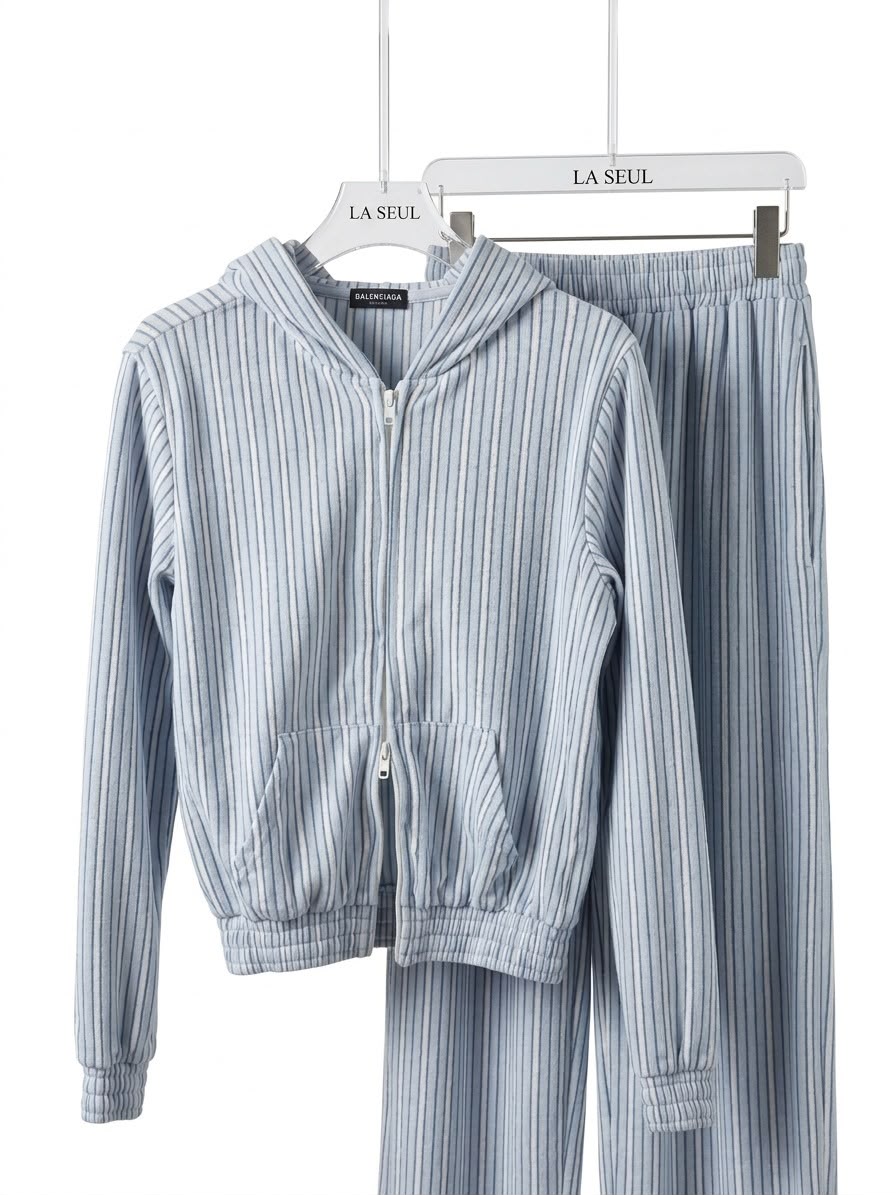 Balenciaga Light Blue Striped Suit