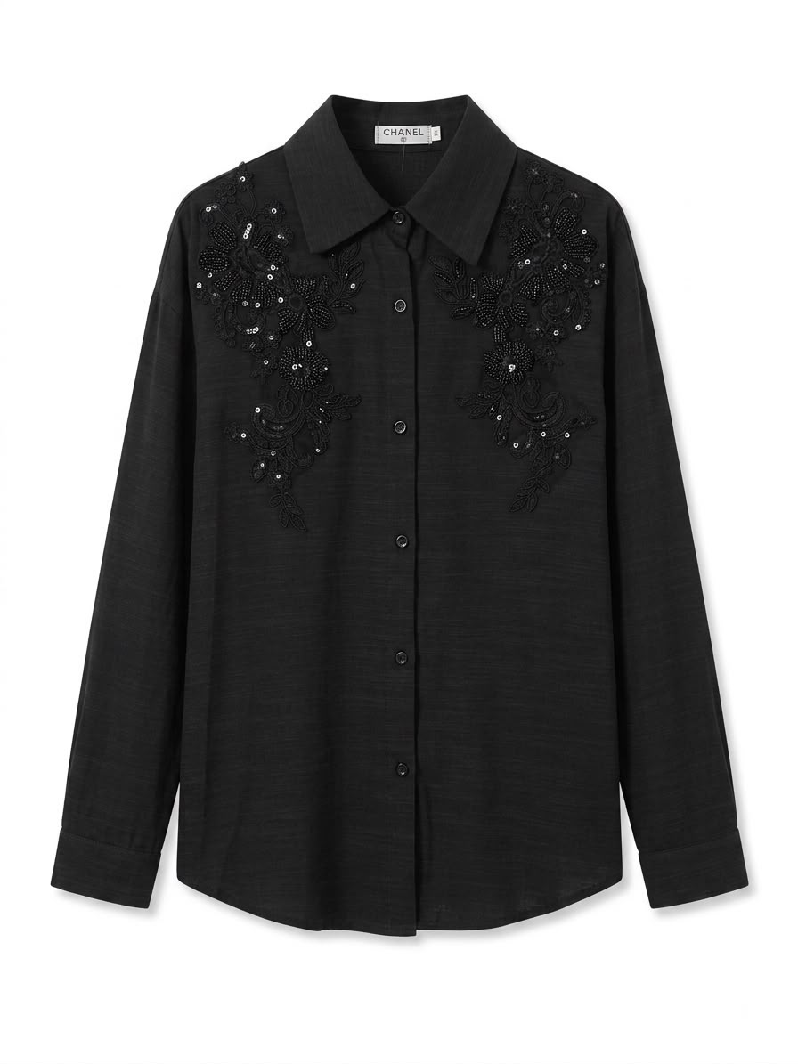 Suit Chanel black linen