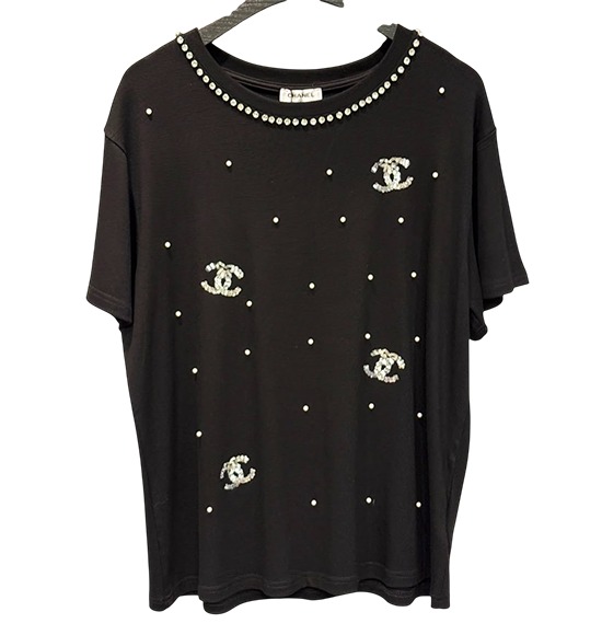 T_shirt black chanel long steass