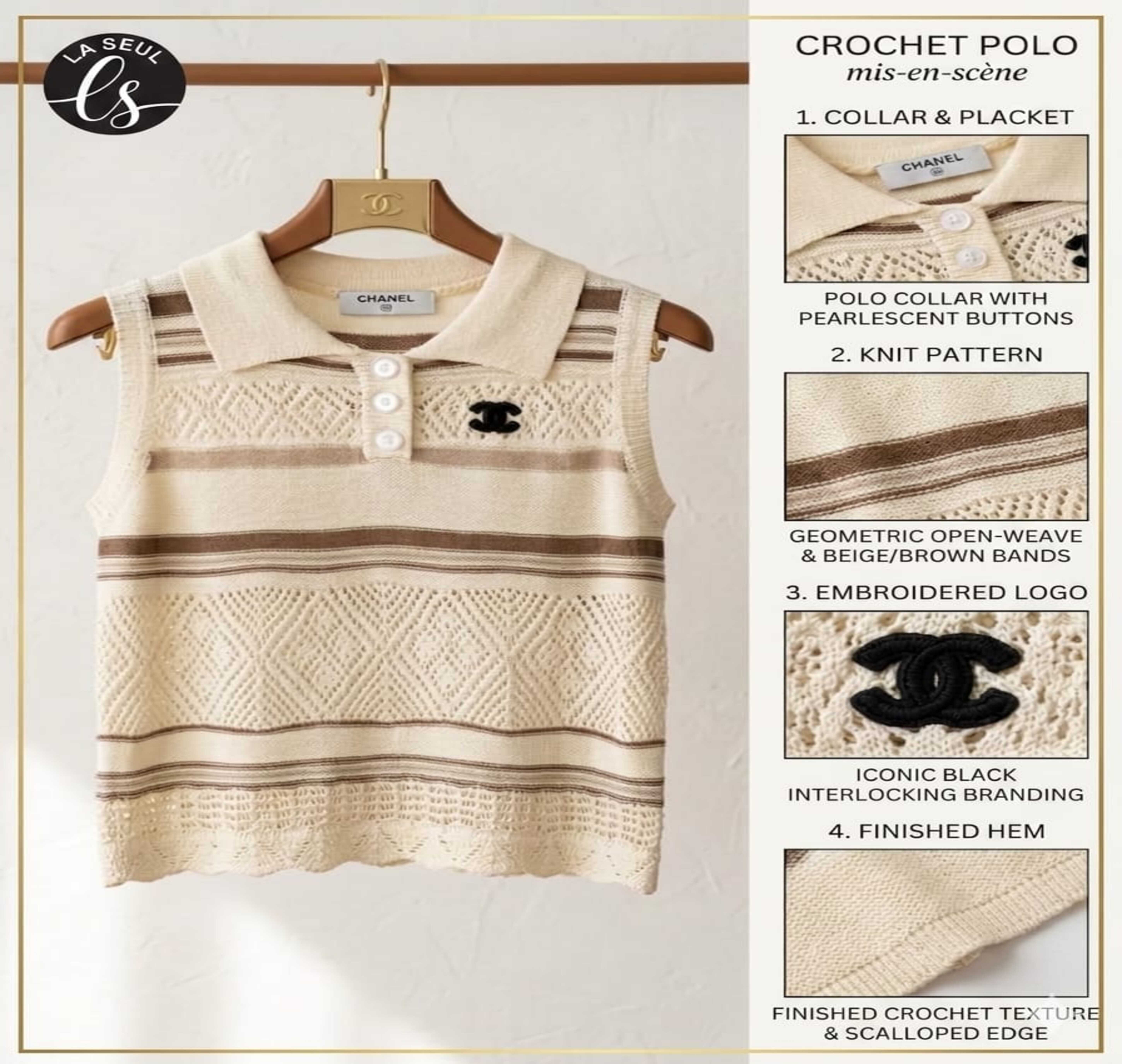 Vest Polo chanel striped baige