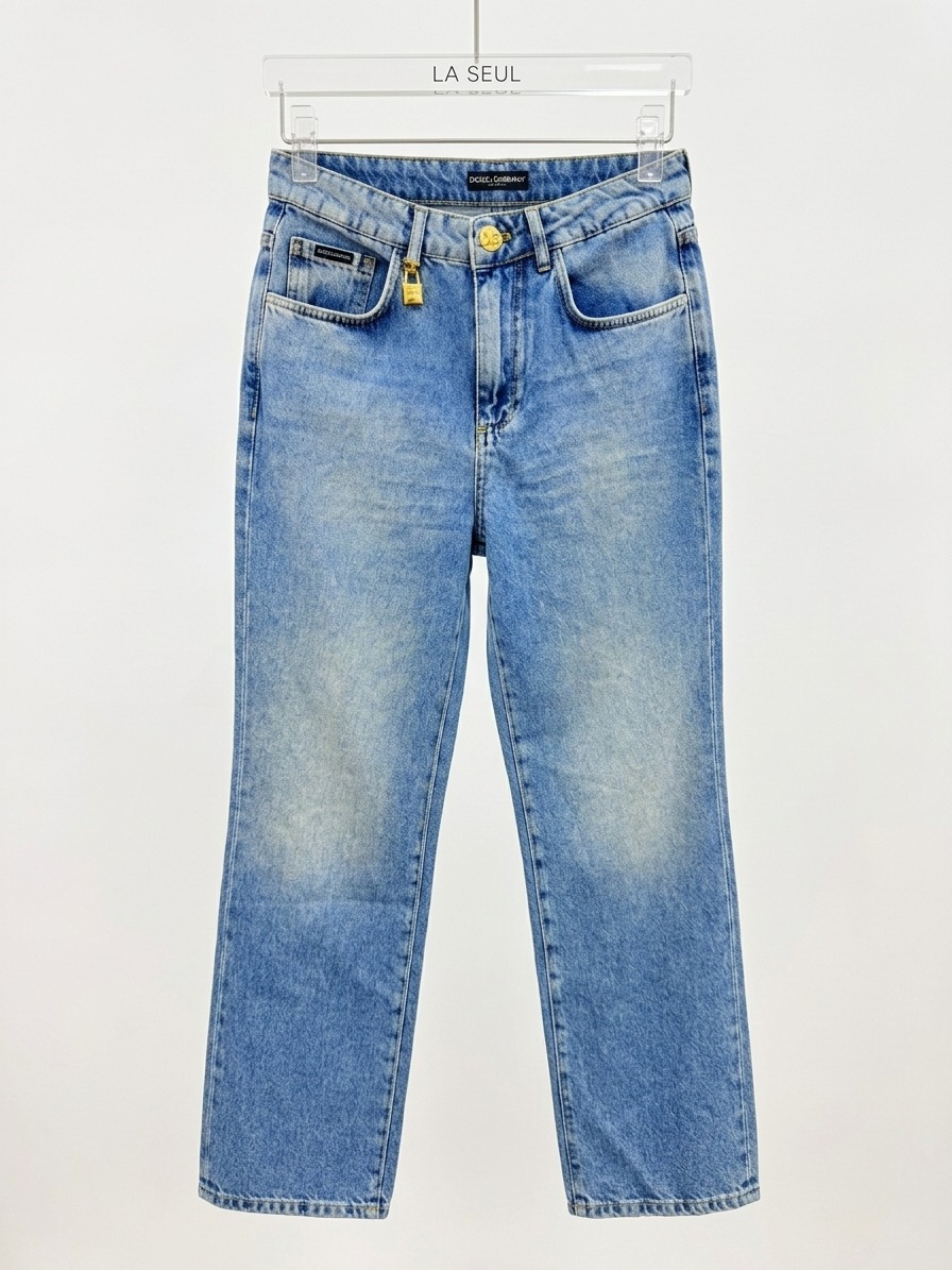 Jeans wide leg light blue lock