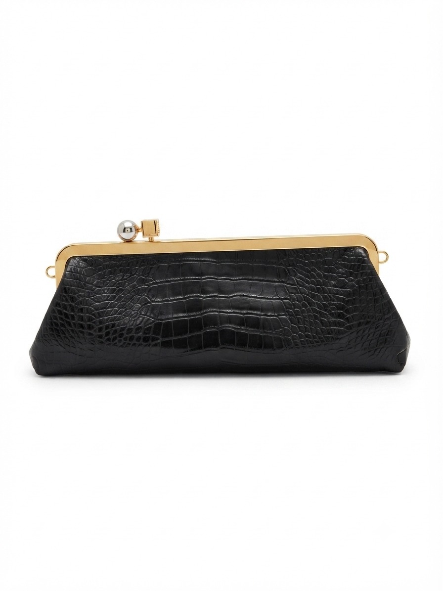 Clutch bag crocodile black