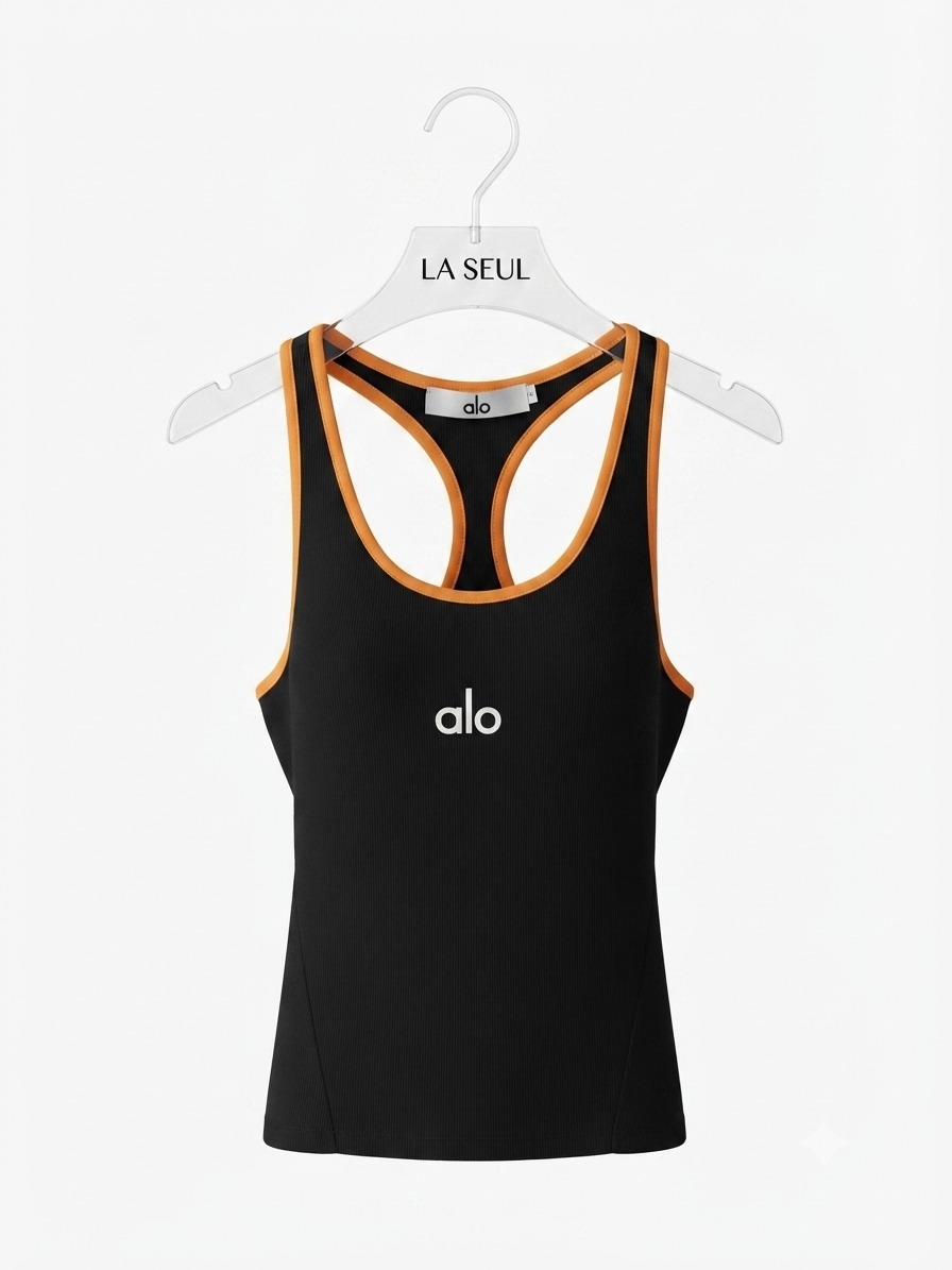top alo black line orange