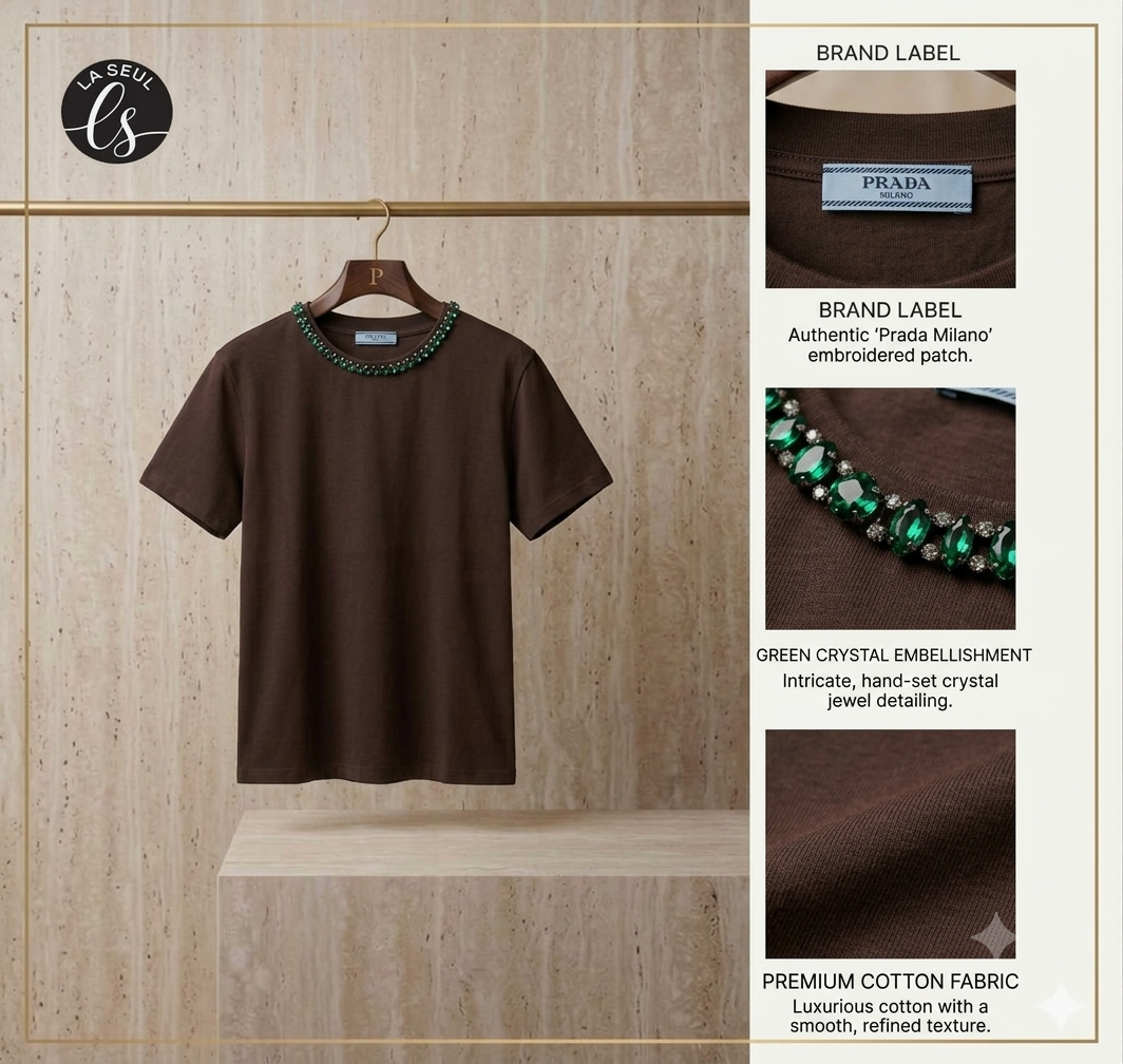 T.Shirt Prada Green Crystal