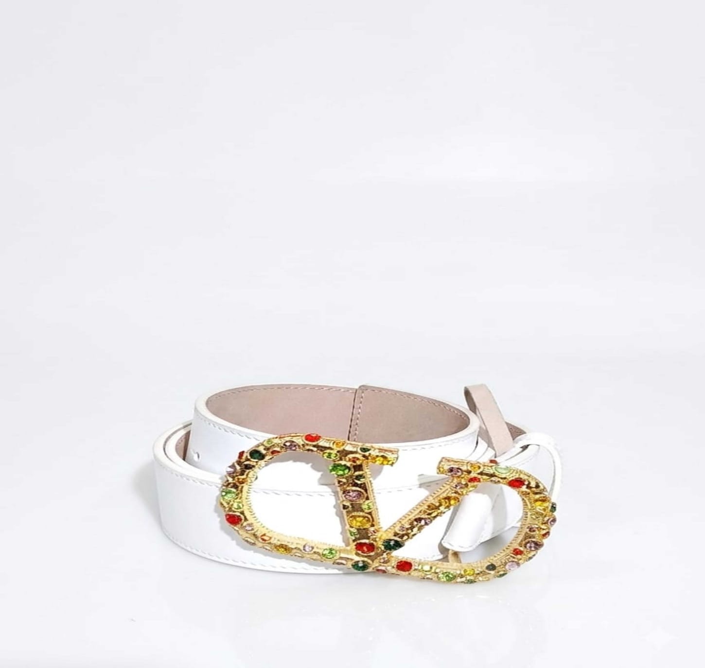 Valentino-Belt White Natural leather
