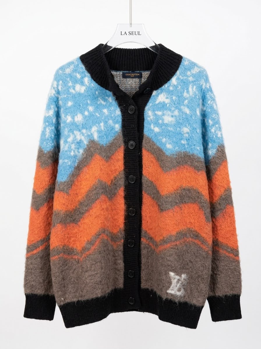 Louis Vuitton brushed knit cardigan Multicolor with a scenic mountain