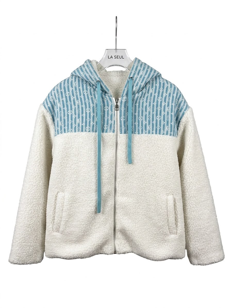 LV light blue and white fur jacket